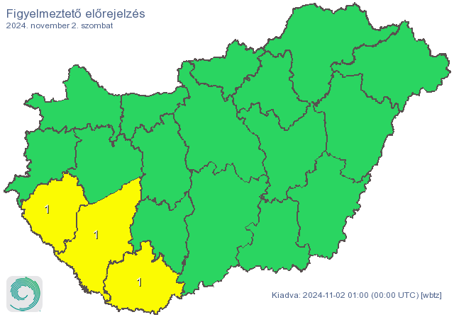 Figyelmeztető előrejelzés Magyarország területére