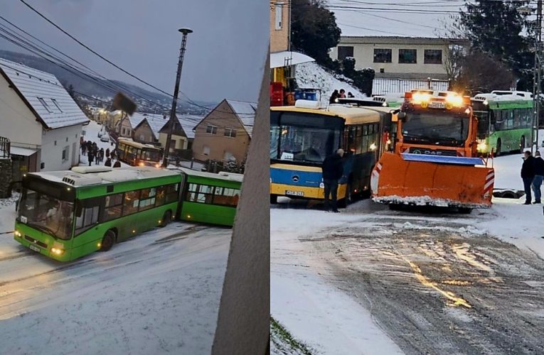 Teljes közlekedési összeomlás: buszok akadtak el, balesetek sorra