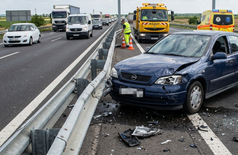 Szalagkorlátnak ütközött egy autó